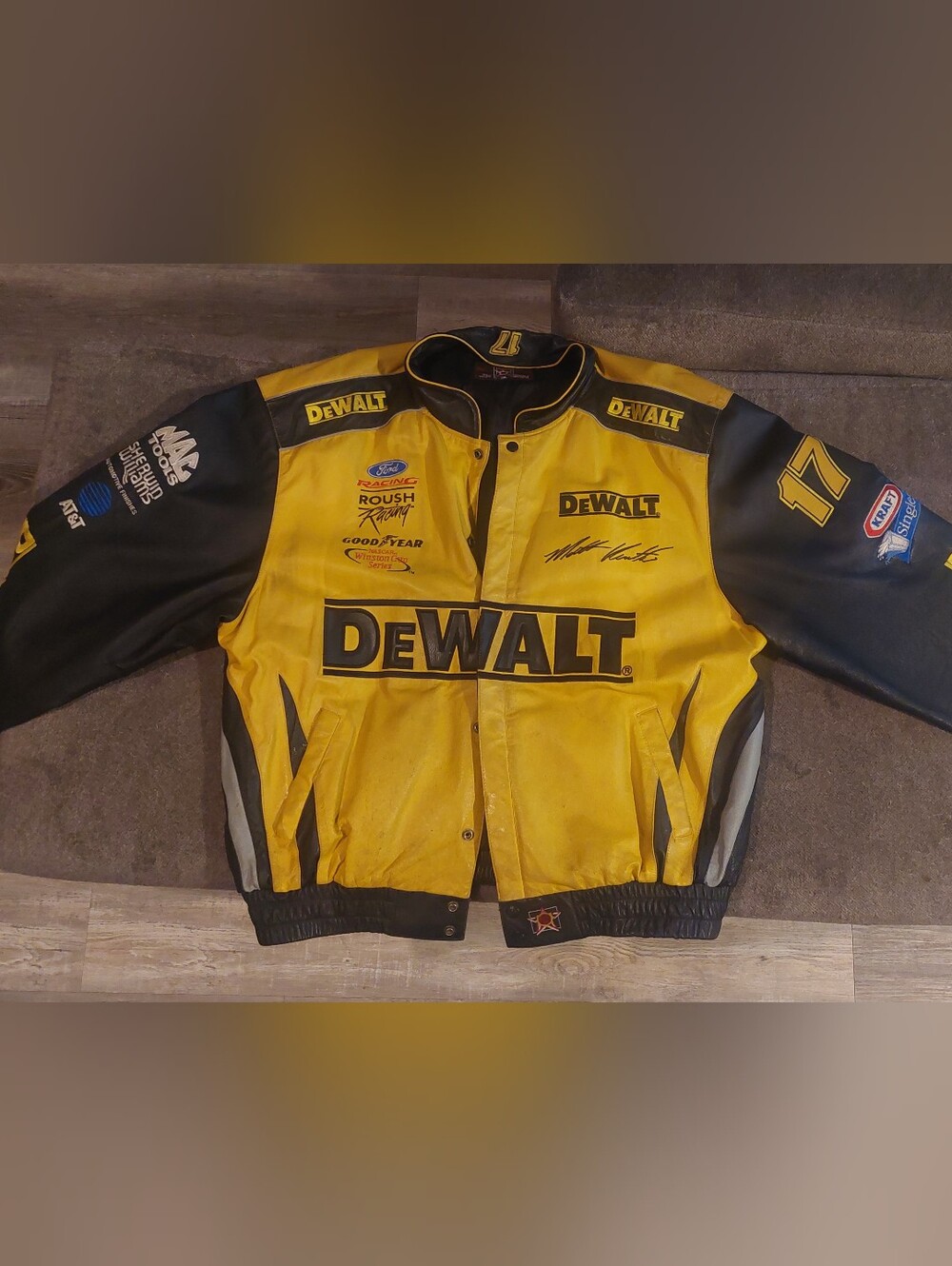 Vtg Matt Kenseth 17 DeWALT NASCAR Leather Jacket JH Design Roush Racing 3XL
